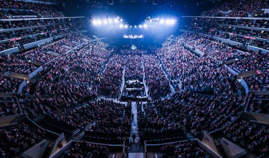 staples center filled with fans during a concert